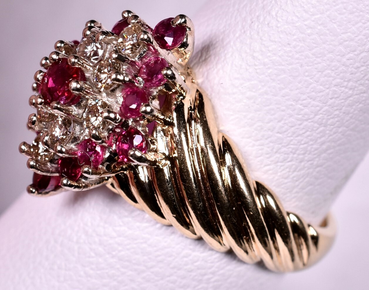 14k Ruby Diamond Ring Solid Gold Size 6.5 Great R… - image 3