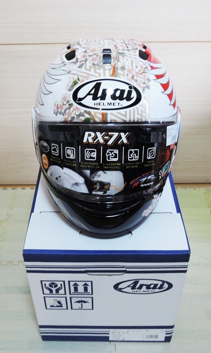 Arai RX-7X ツバサ サイズM （57-58）シールド スポイラー付き ARAI RX-7X TSUBASA Japanese design with lucky cranes FULL