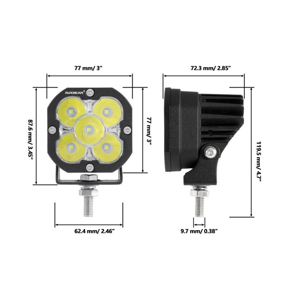 4 cápsulas LED Auxbeam de 3 pulgadas luces de trabajo de conducción DRL blancas y amarillas con arnés Foto 3 de 4