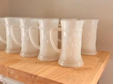 Vintage White Milk Glass Beer Mugs Set of 12