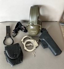 Original historisches Gendarmerie Set Handschellen Holster Gehörschutz Tasche