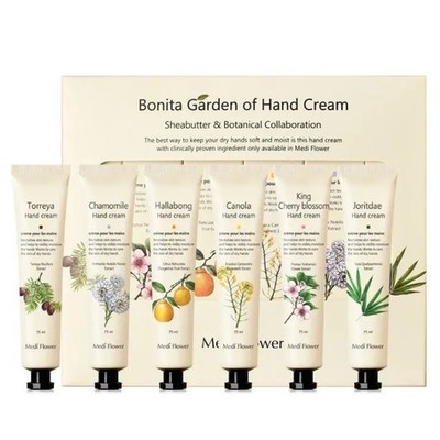 MEDI FLOWER Bonita Garden Hand Cream Set 75ml x 6pcs Natural Moisture Hand Cream