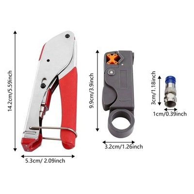 3-in-1 Coax Cable Crimper Kit For Rg59 Rg6 Compression Tool With 20 F Connectors