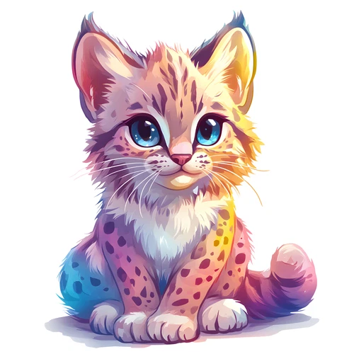 Cute Lynx Chibi Colourful Animal Self Adhesive Sticker