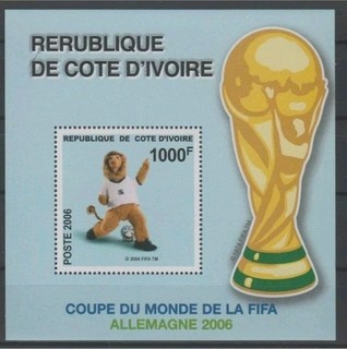 Côte d'Ivoire 1000f Football Coupe FIFA Allemagne neuf MNH bloc 2006 BF 76 186