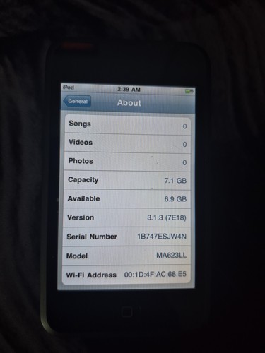 Ipod Touch model MA623LL tested and working
