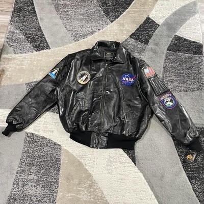 Alpha Industries NASA Jacket Men 3XL Black Leather MA-1 Bomber