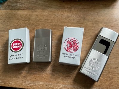 2 Stück Lucky Strike Taschen Aschenbecher mini pocket Metall