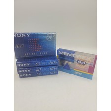 4 Sealed Sony HIFI Blank Audio Cassette Tapes 60 min Bonus 1 Memorex 90 DBS