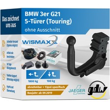 ANHÄNGERKUPPLUNG für BMW 3er G21 ab 19 vert. abnehmbar GDW +13pol E-Satz JAEGER
