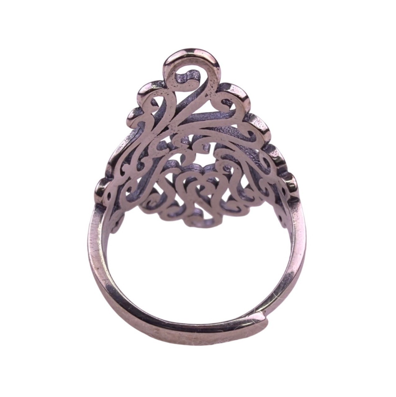 Sterling Silver Tone Adjustable Openwork Scroll R… - image 3
