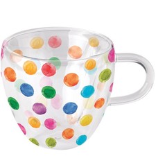 Doppelwandiger Glasbecher Ø 10 h 9,5 cm bunt...