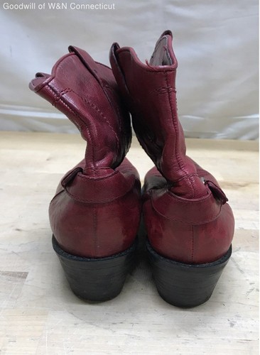 Franco Sarto Waco Red Leather Western Ankle Boots Booties - Picture 5 of 7