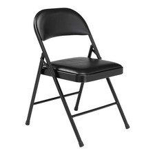 Pemberly Row Contemporary 29.25" Metal Folding Chair in Black (Set of 4)