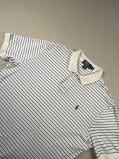 Polo Ralph Lauren White w/Blue Stripes Short Sleeve Polo Shirt Men's XL Cotton