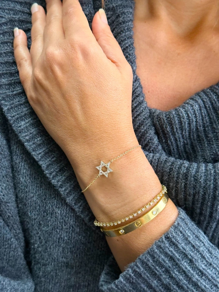 Pulsera Estrella de David Cvd Diamante Pulsera David Star Oro Amarillo 14K 0.25ctw Foto 3 de 4