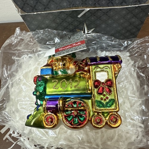 Christopher Radko 2012 Danbury come nuovo Jolly Holiday treno ornamento in vetro con scatola - Foto 3 di 11
