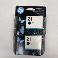 2x Genuine HP 21 Black Ink Cartridge Exp 7/2025...New in Sealed Box