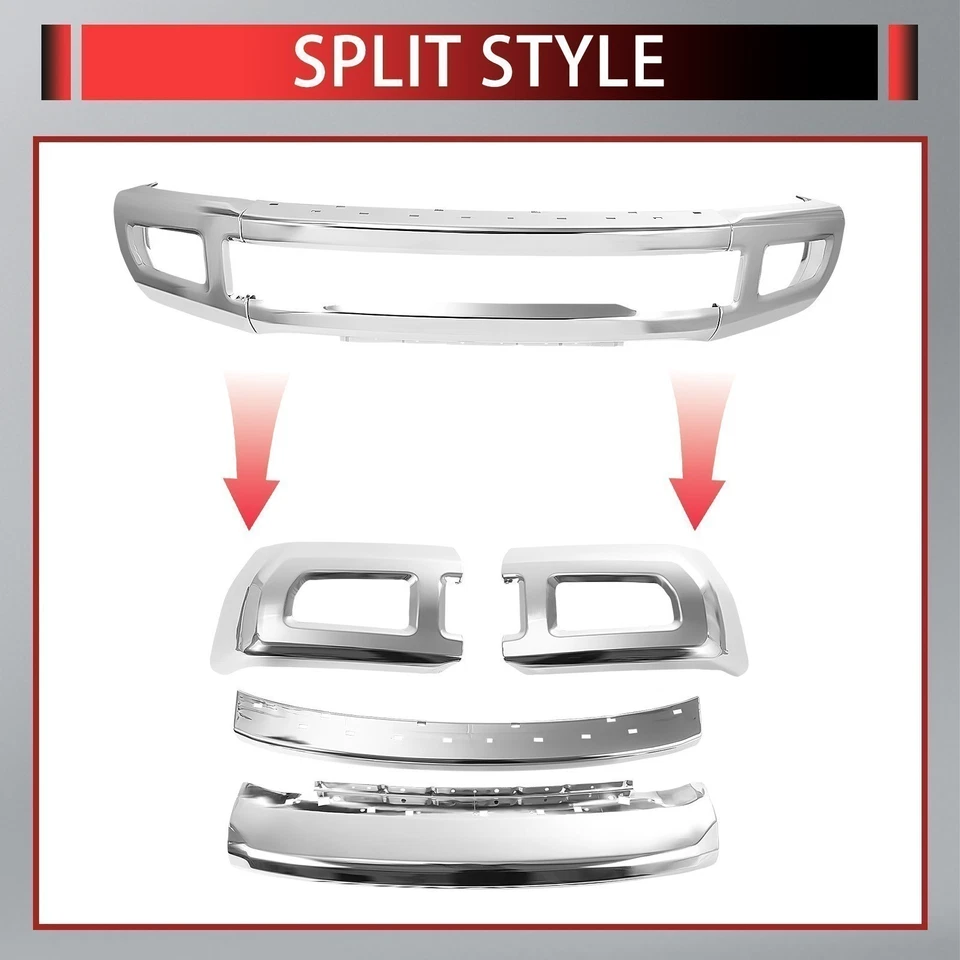 Barra frontal de parachoques cromada con orificio antiniebla para Ford F250 F350 Super Duty 2017-2019 Foto 2 de 4