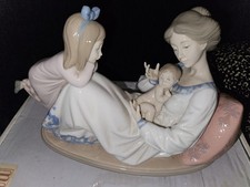 Lladro statuina grande ornamento mamma bambino e figlia nuova e confezionata