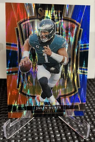 2025 Panini Select Jalen Hurts Premier Level Red &amp; Blue Prizm Shock #190 Eagles