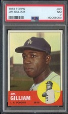 1963 TOPPS #80 JIM GILLIAM PSA 7 DODGERS NICELY CENTERED *ADT6390