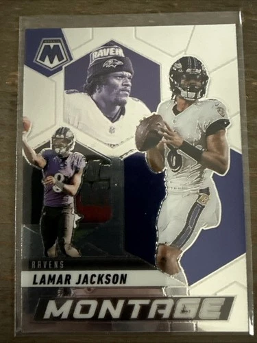 2025 Panini Mosaic Montage Lamar Jackson #8 White Mosaic Prizm /25