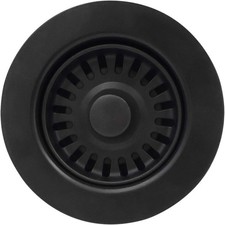 3-1/2 Inch Kitchen Sink Basket Strainer and Stopper Drain Assembly Matte Black