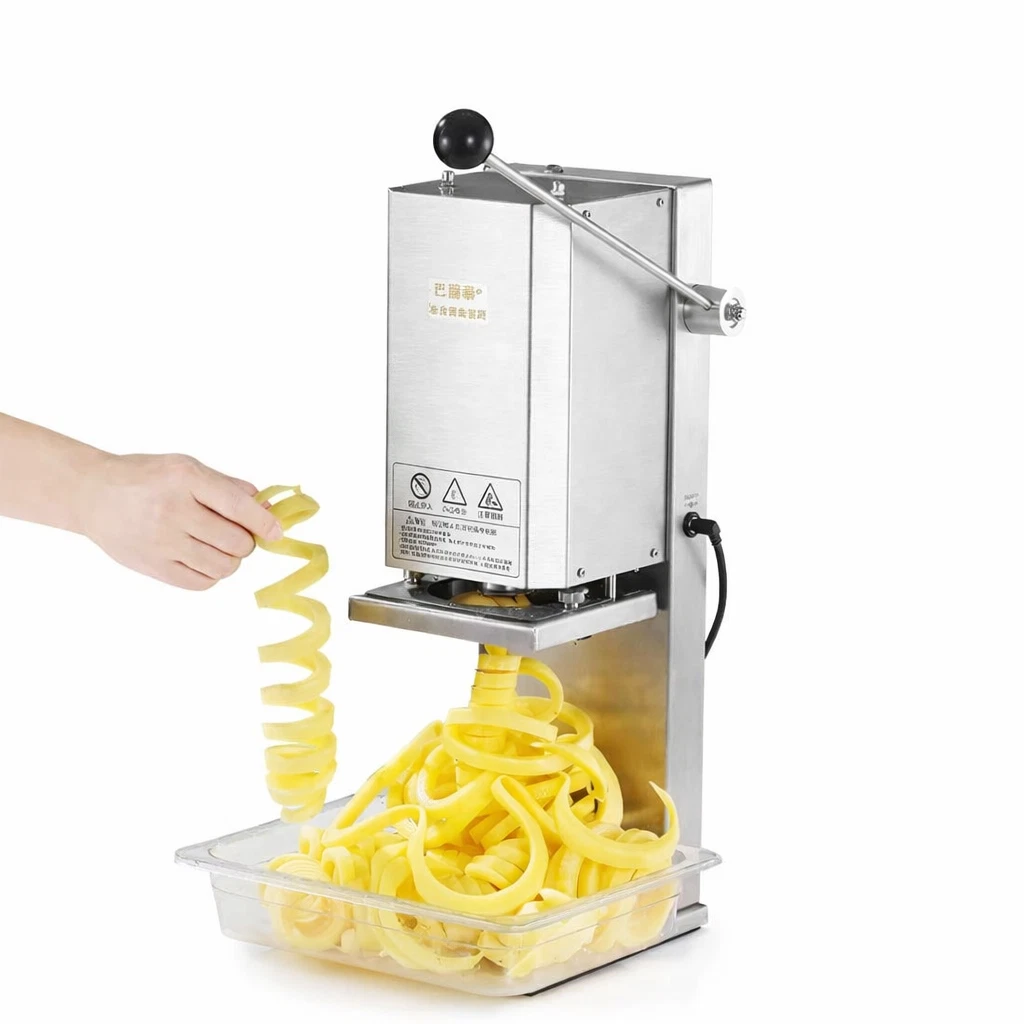 Automatic Spiral Potato Cutter Electric Curly Fries Machine Stainless Steel