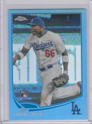 2013 Yasiel Puig Topps Chrome BLUE REFRACTOR Parallel /199 - #138 Color Match