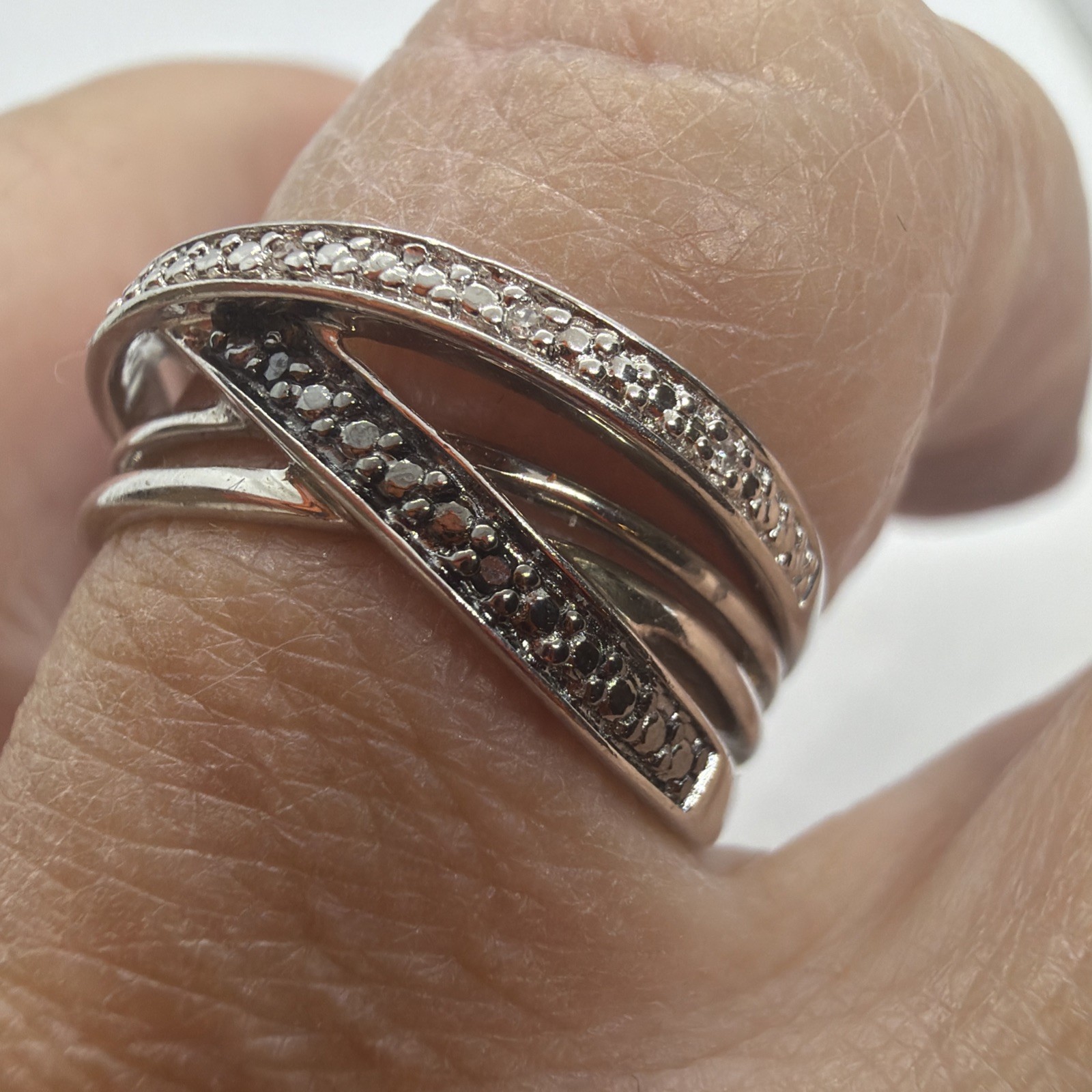 Sterling Silver - SUN Diamond Crossover Cluster C… - image 2