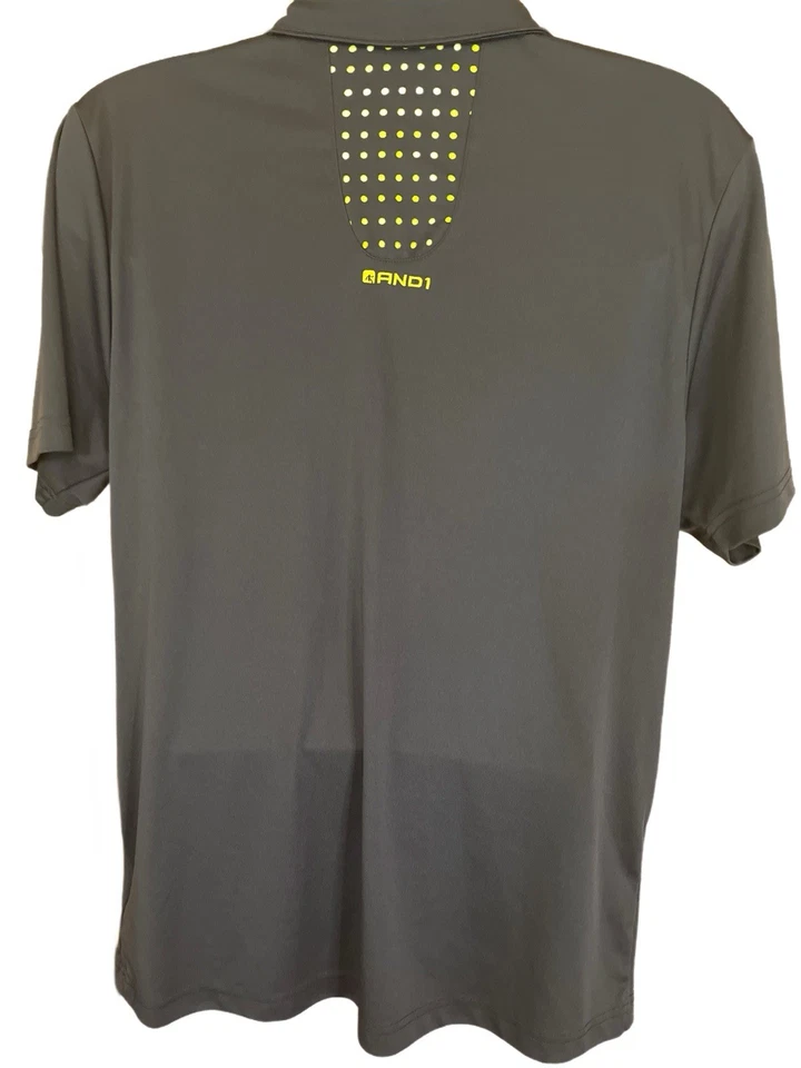 Camisa polo grande de manga corta para hombre And1 gris/amarillo neón. Foto 2 de 4
