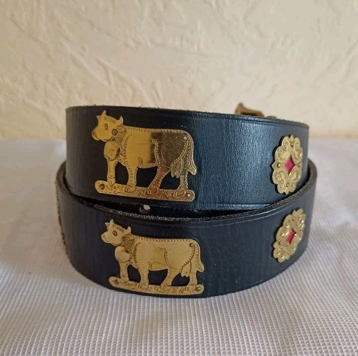 Cinturón tradicional suizo de cuero alpino Appenzell 115 cm Foto 4 de 4