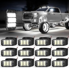 Shinight 12PCS White Rock Lights - Super Bright Pure 12 Pods, black