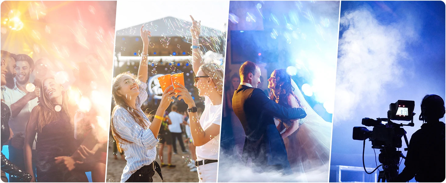 1500W Bubble Fog Machine 8 RGB 3IN1 LED Smoke Bubble Machine DMX Stage Light US