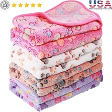 Dog Blanket Pets Soft Fleece Paw Print Mat Washable Teething Bed Protector New