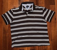 Tommy Hilfiger Short Sleeve Collared Striped Polo Shirt; Size Men  s XL