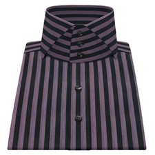 Men Luxury Cotton Awning Stripes Italian Full Cutaway Londoner High Collar Shirt