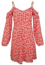 Michael Kors Women's Lydia Floral Print Cold Shoulder Chain Strap Dress WOrg XS
