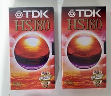 TDK HS180 VHS Video Tapes X2 New & Sealed High Quality 3 Hours