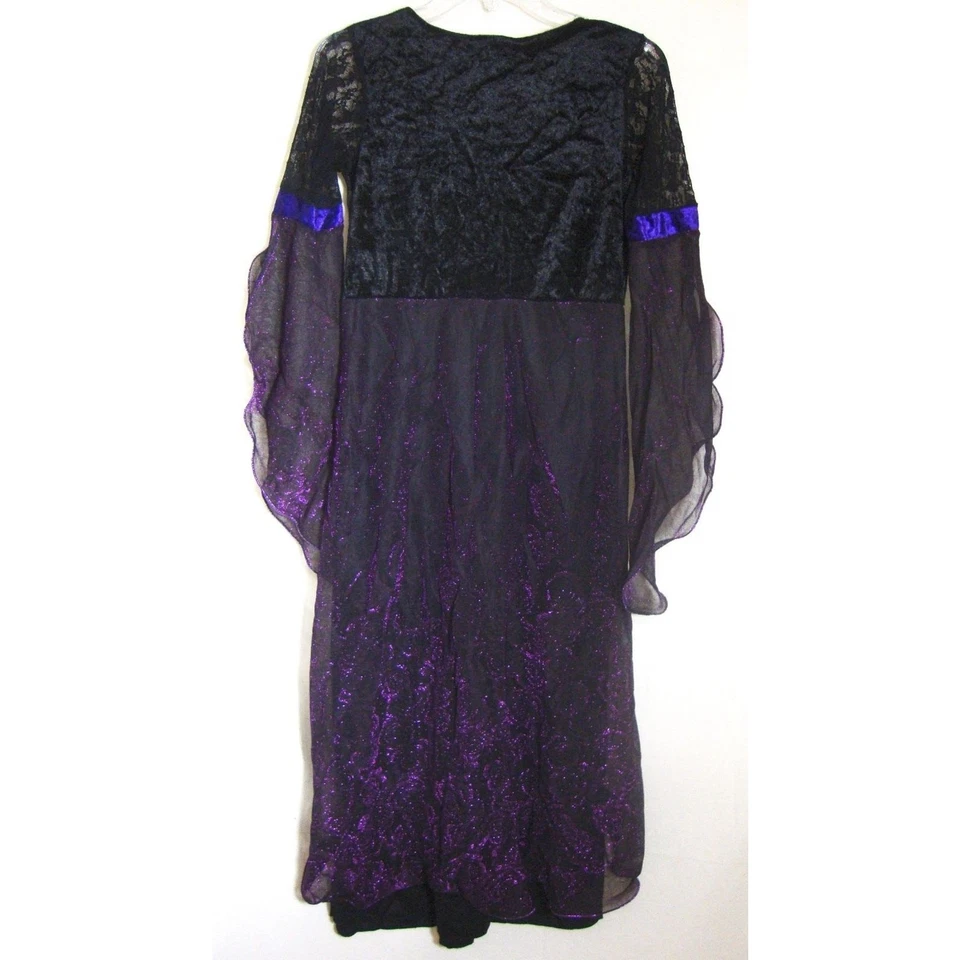 Disfraz DARK ANGEL Terciopelo Corsé Vampiresa Vestido Púrpura Negro Gótico Adams JR Lg Foto 4 de 4