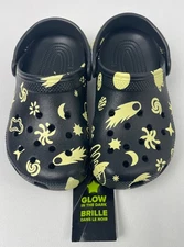 NWT Boys CROCS Space Glow in Dark black clog shoe slip-on J1 J3 J4 J5 shapes $45