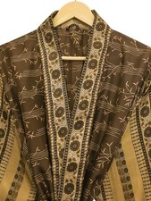 Pure Silk Brown kimono / Vintage Sari Robe / Handmade Dressing Gown KMO5477