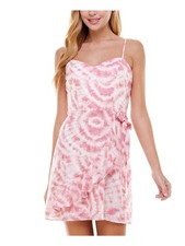 CITY STUDIO Womens Short Dress Pink Tie Spaghetti Strap Juniors 11