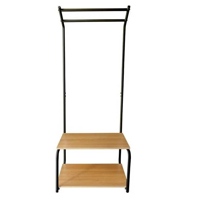 Perchero burro metálico negro – 2 baldas + 4 ganchos laterales - Imagen 2 de 4