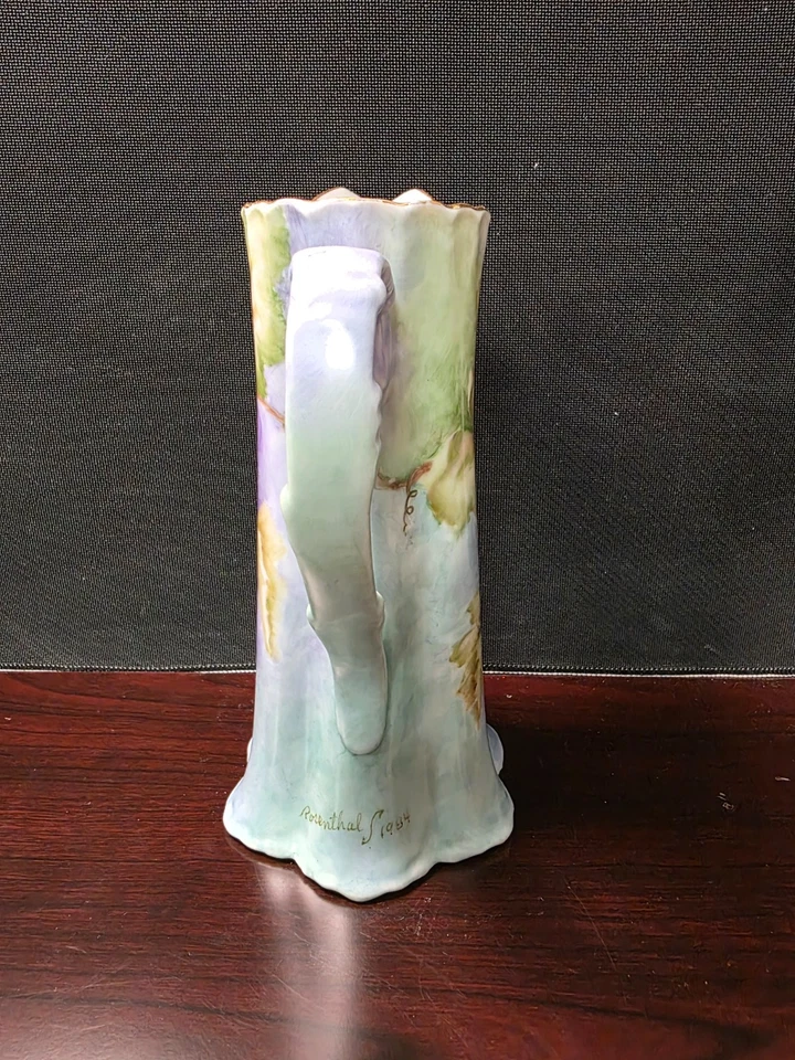 Jarro de porcelana vintage 1984 Rosenthal S pintado à mão multicolorido 8 polegadas de altura - Imagem 2 de 4