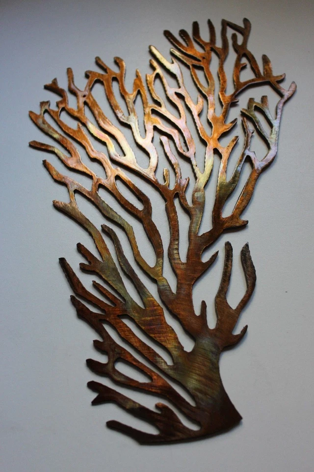 Coral Branch Ex Large Fan Metal Wall Art Decor 34" tall - Image 2 of 3