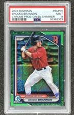 BROOKS BRANNON  2024 BOWMAN CHROME GREEN SHIMMER 31/99 RED SOX BCP-95 PSA 9 Mint