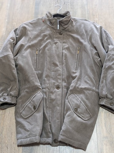 Larry Levine Sport Heavy Jacket Womens Large Brown Long Sleeve Zip Coat