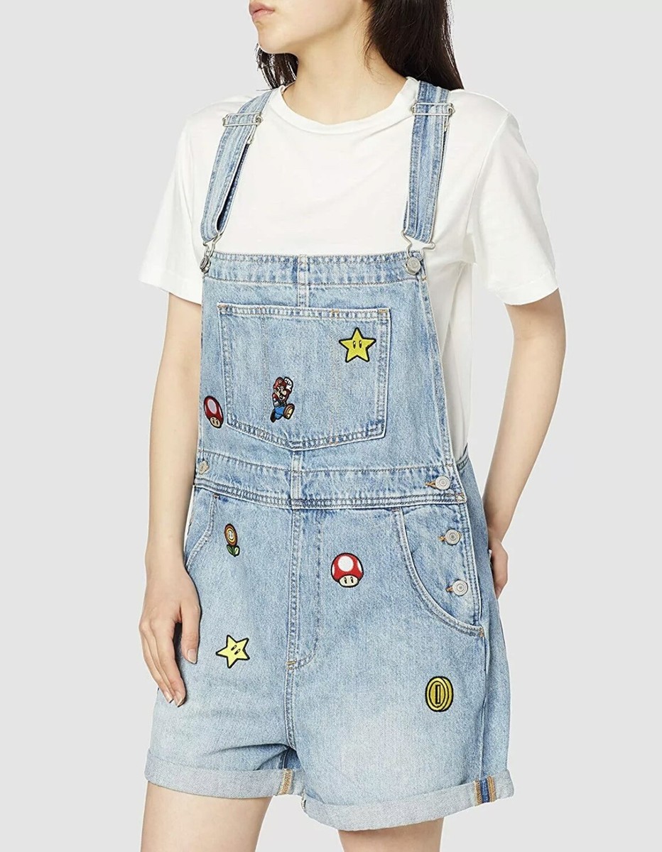 WOMENS MED LEVI'S STITCHED SUPER MARIO NINTENDO VINTAGE SHORTALLS